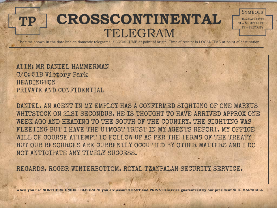 Image of Cross Continental Telegram